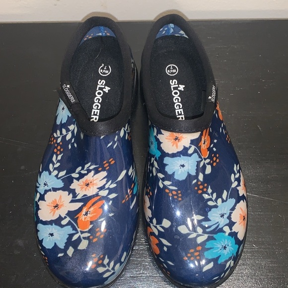 Sloggers Women's Floral Fun Blue Outdoor Rain Garden Clogs Sz 7 - Picture 5 of 9